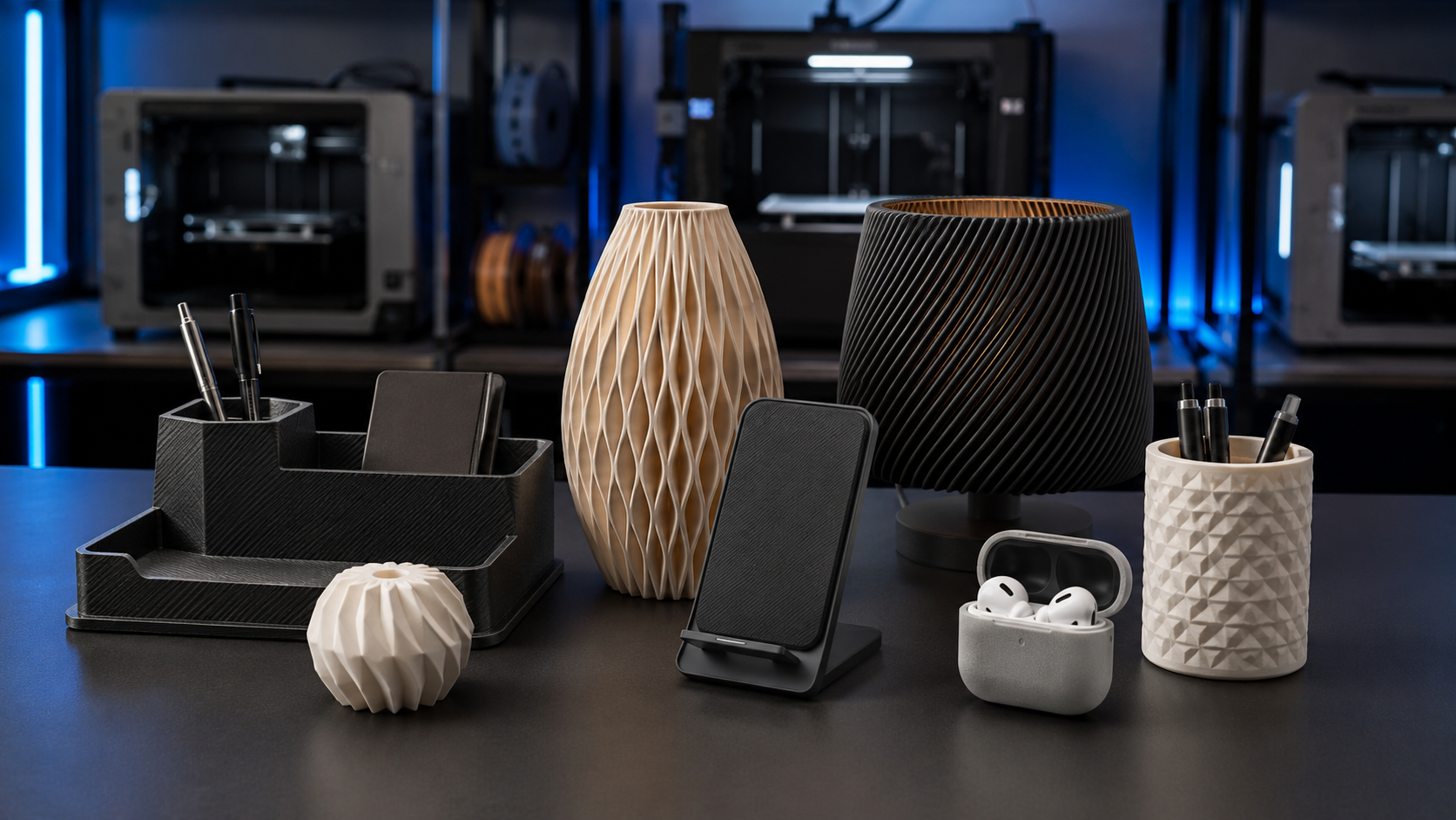 Representative finished home and lifestyle products made with 3D printing