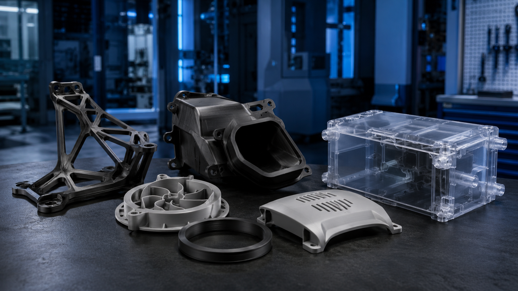 Representative production parts in multiple materials and finishes