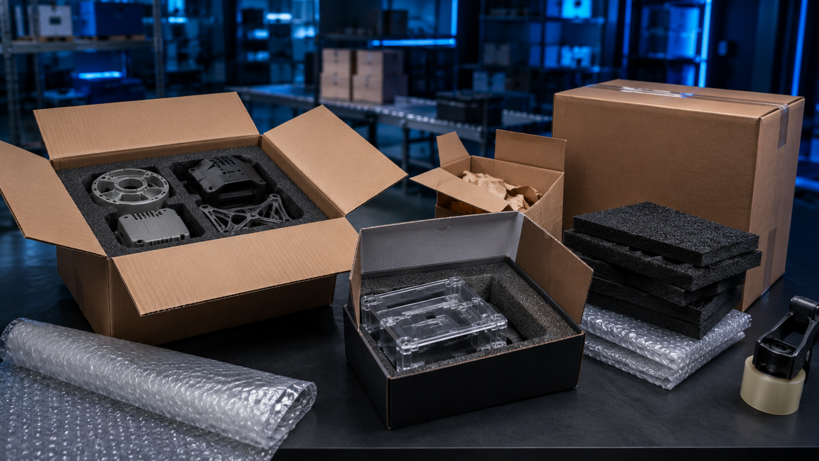 Representative protective packaging for 3D printed production parts