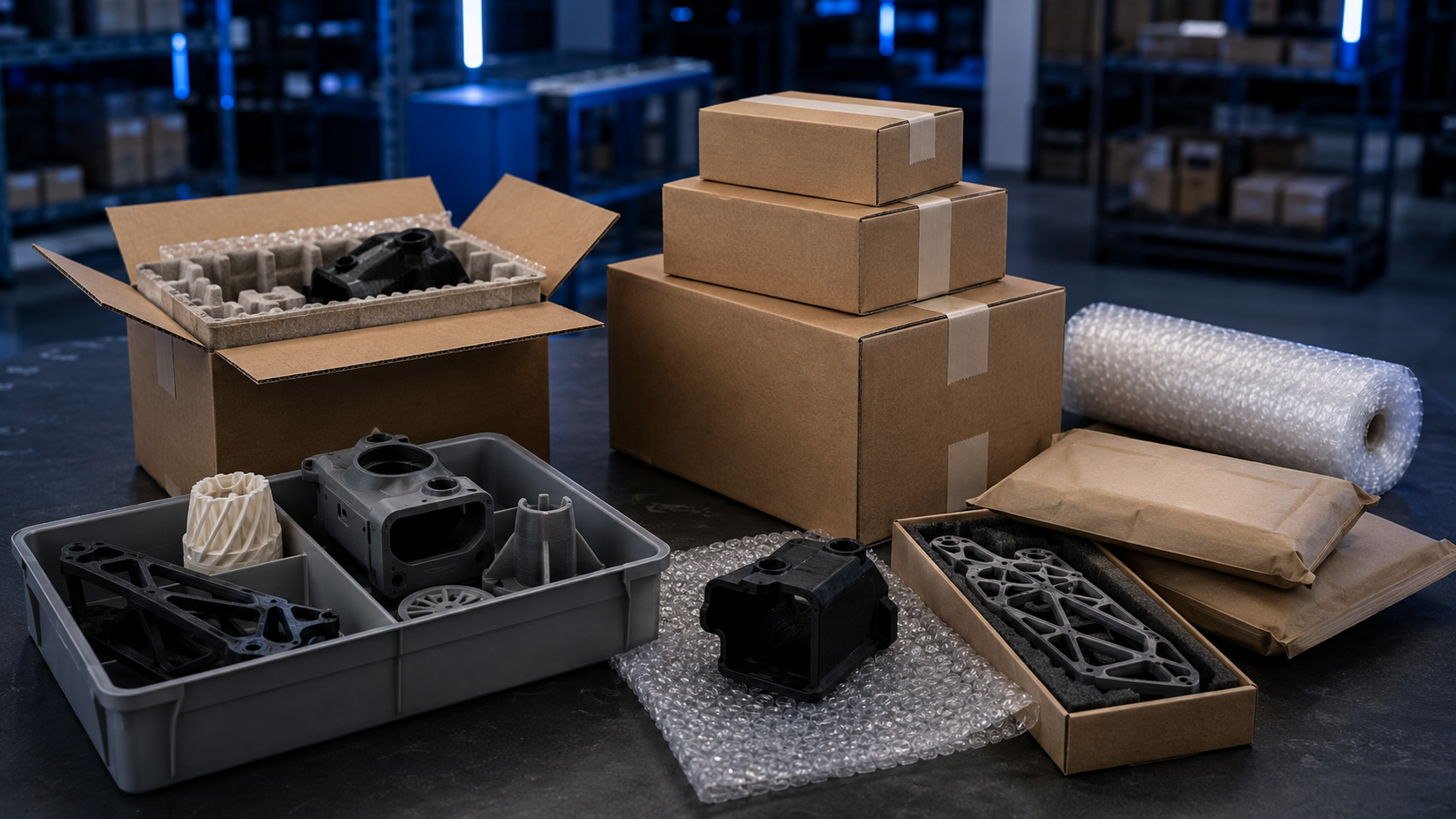 Representative packed components prepared for coordinated delivery
